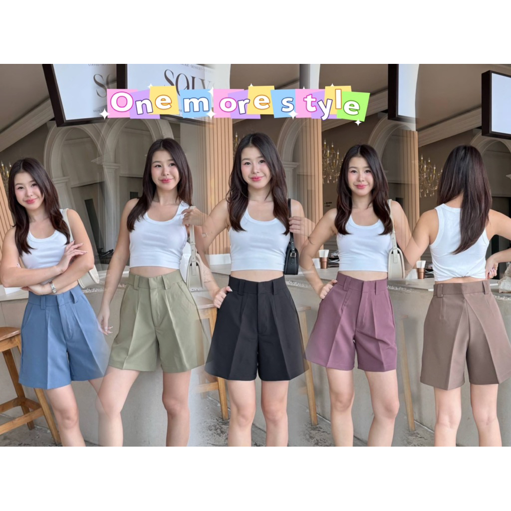 🍬🌟𝙉𝙚𝙬 𝙘𝙤𝙡𝙡𝙚𝙘𝙩𝙞𝙤𝙣🌟🍬กางเกงขาสั้นผ้าไอด้าแต่งหูเข็มขัดทรงสุภาพสวยมากพร้อมส่ง🛍️