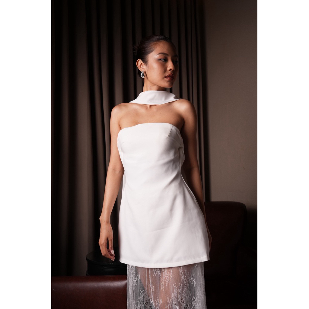 Halfdayoff.co - Luna Convertible Lace Dress ชุดแยกชิ้นได้ ชุดไปดินเนอร์ เรียบหรูดูแพง ชุดสั้น ชุดยาว ชุดไปงาน ชุดไปงาน