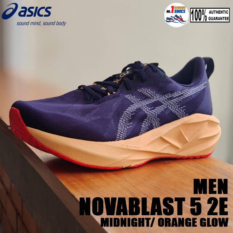 [✨WIDE] Asics รุ่น Novablast 5 2E 1011B975-404 สี Midnight/ orange glow ของเเท้ 100%