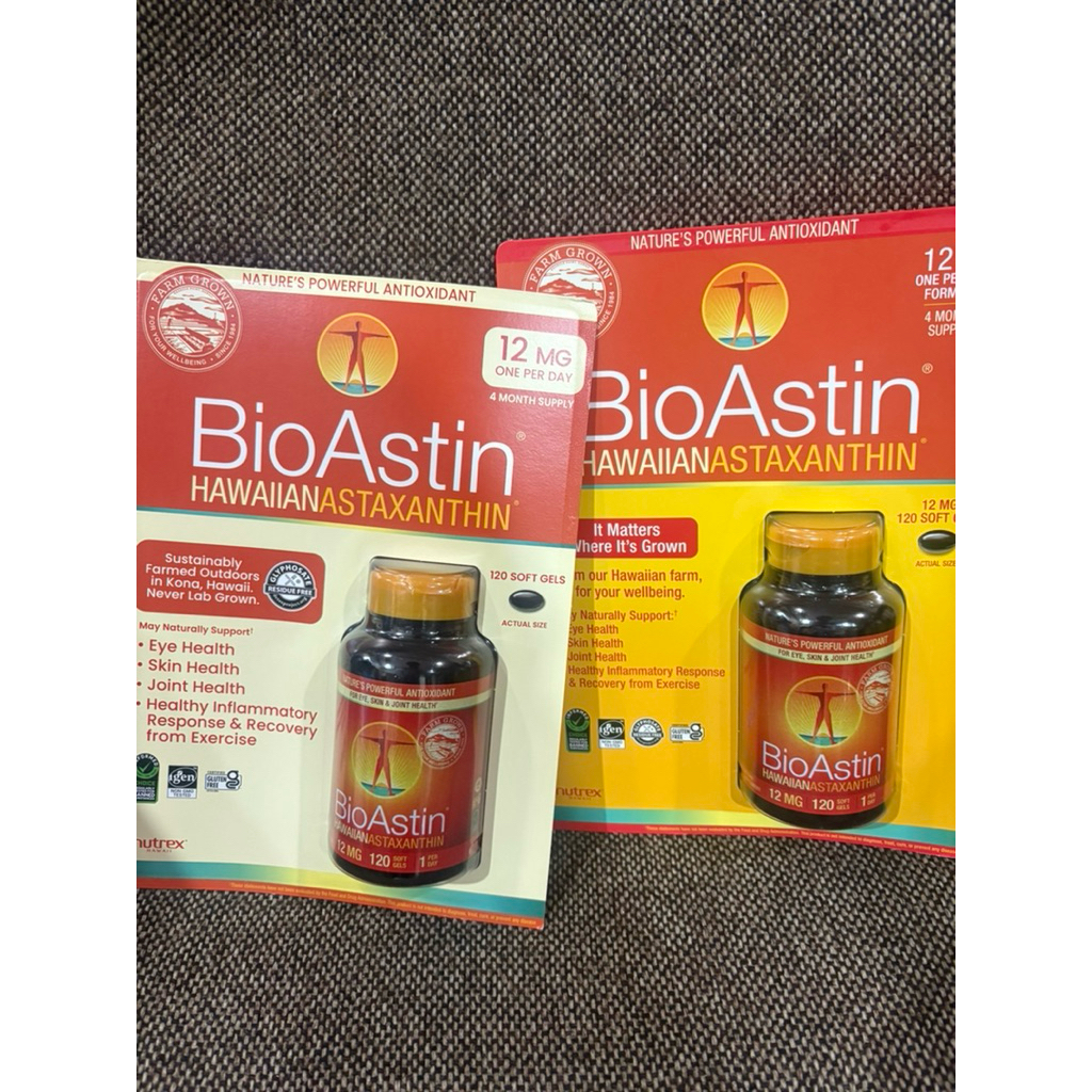 ฉลากใหม่ซ้าย🔥[คุ้ม🌟ขวดใหญ่ 120เม็ด แท้💯%🇺🇸 BioAstin Hawaiian Astaxanthin สาหร่ายแดง 12mg 120เม็ด ข้อต่อ ผิวและตา