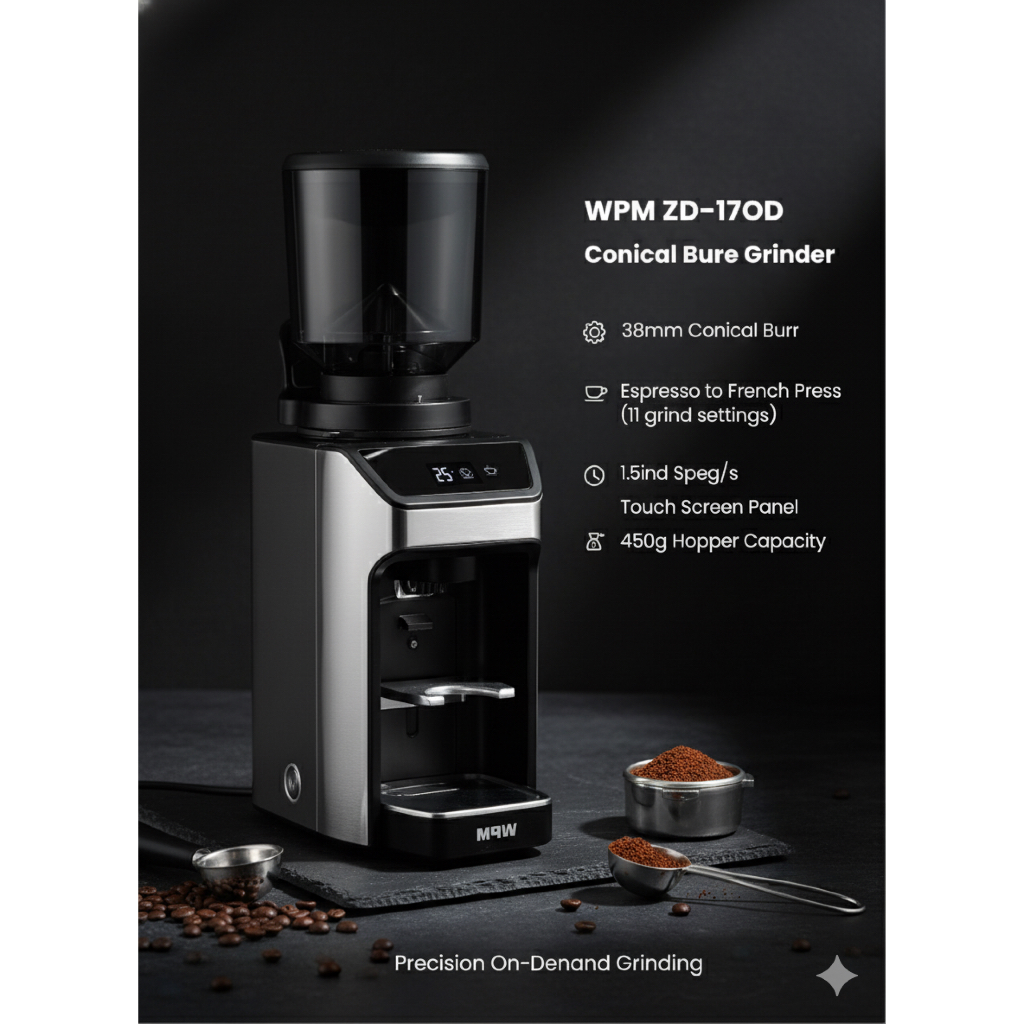 **สินค้าพร้อมส่ง** เครื่องบด WPM ZD-170D สีขาว Conical Burr Coffee Grinder รับประกัน 1 ปี