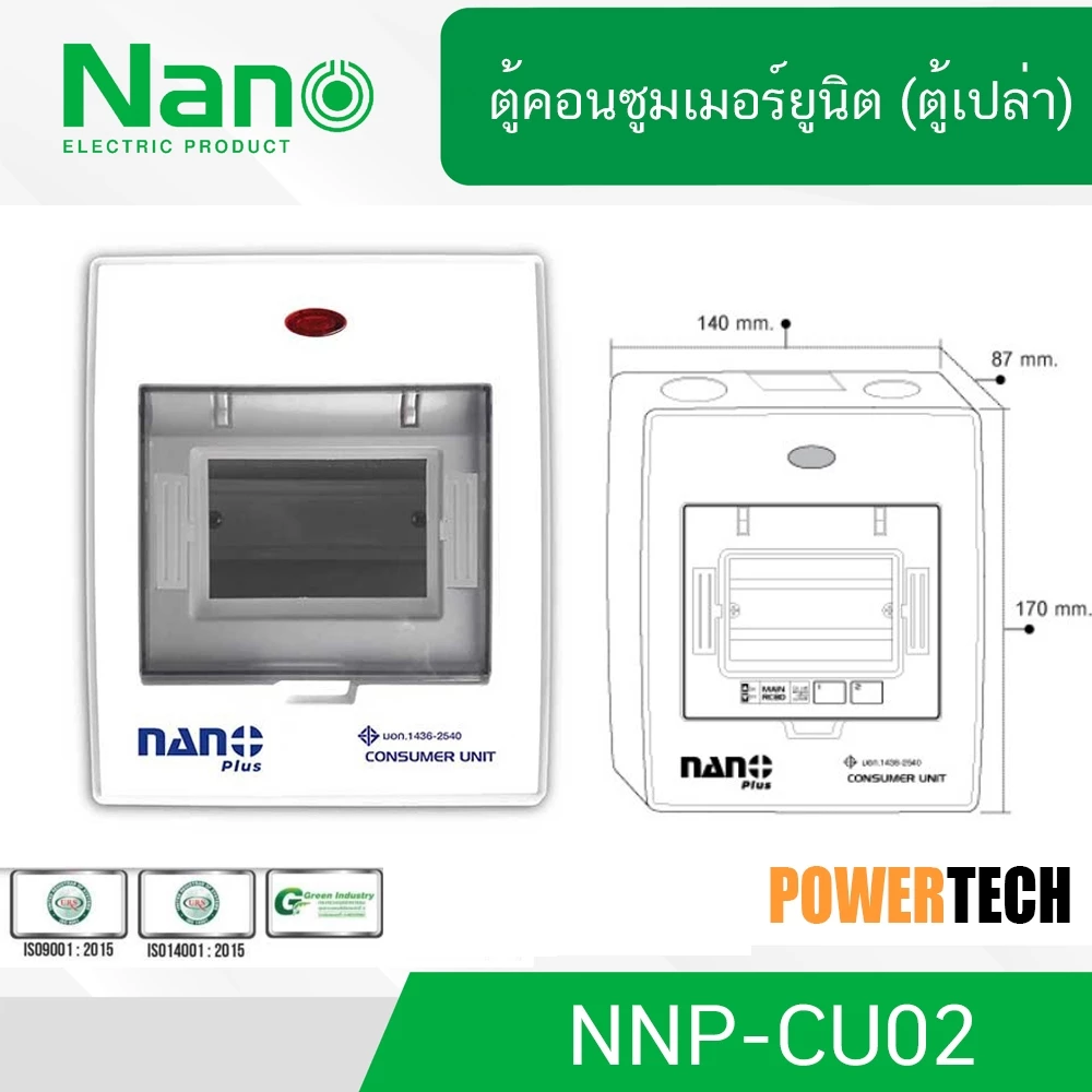 ตู้คอนซูมเมอร์ ยูนิต NANO PLUS ขนาด 2-4 ช่อง(ตู้เปล่า)( 1 ชิ้น/กล่อง ) NNP-CU02