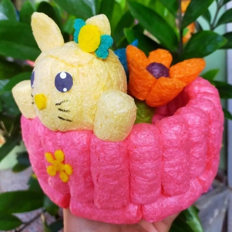 กระทงอาหารปลารูป แมวชมพู