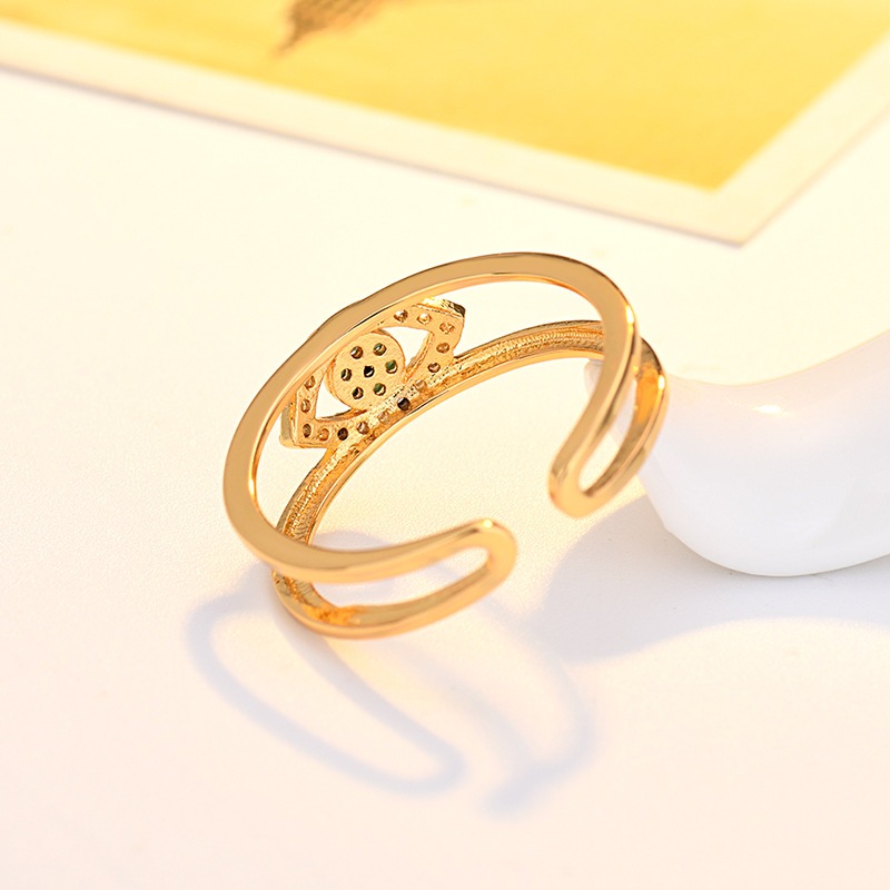 แหวน แต่งตาเทพประดับด้วยตาสีฟ้าสวมใส่ได้ทุกวันแหวนสีทองไม่จางหายเครื่องประดับปาร์ตี้วันเกิดของขวัญวันเกิดปีศาจ - รูปที่ 2