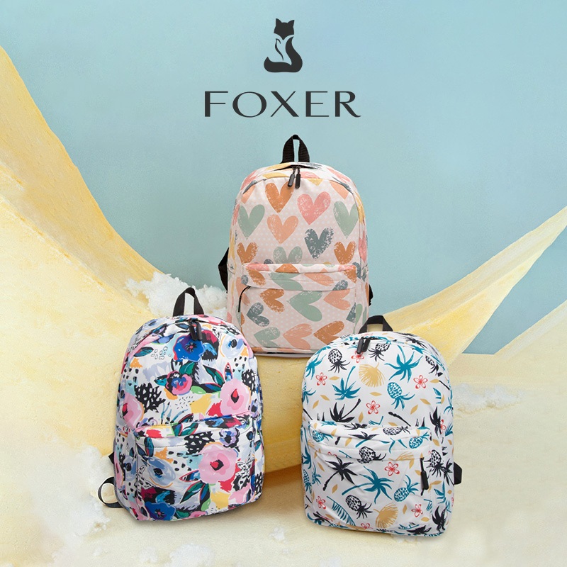 FOXER 14Lกระเป๋าเป้สะพายหลังผ้าแคนวาสไล่เฉดสีแบบใหม่ กระเป๋าเป้สะพายหลังสำหรับนักเรียนความจุขนาดใหญ่