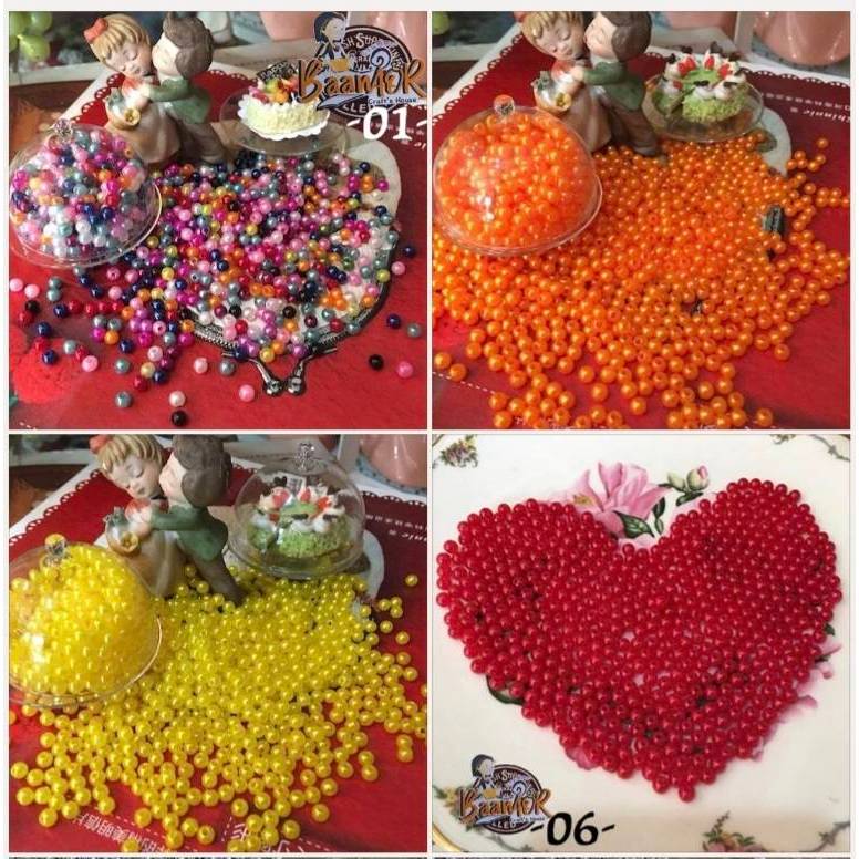 4mm 30g ลูกปัด มุก กลม Beads ขนาด 4 มิล น้ำหนักแพค 30กรัม สินค้าพร้อมส่งจากไทย