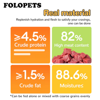FOLOPETS 430g ความจุสูง อาหารสุนัขแบบกระป๋อง อาหารเปียกสุนัข ออแกไนเซอร์ธรรมชาติ 100% เพิ่มความอยากอาหาร