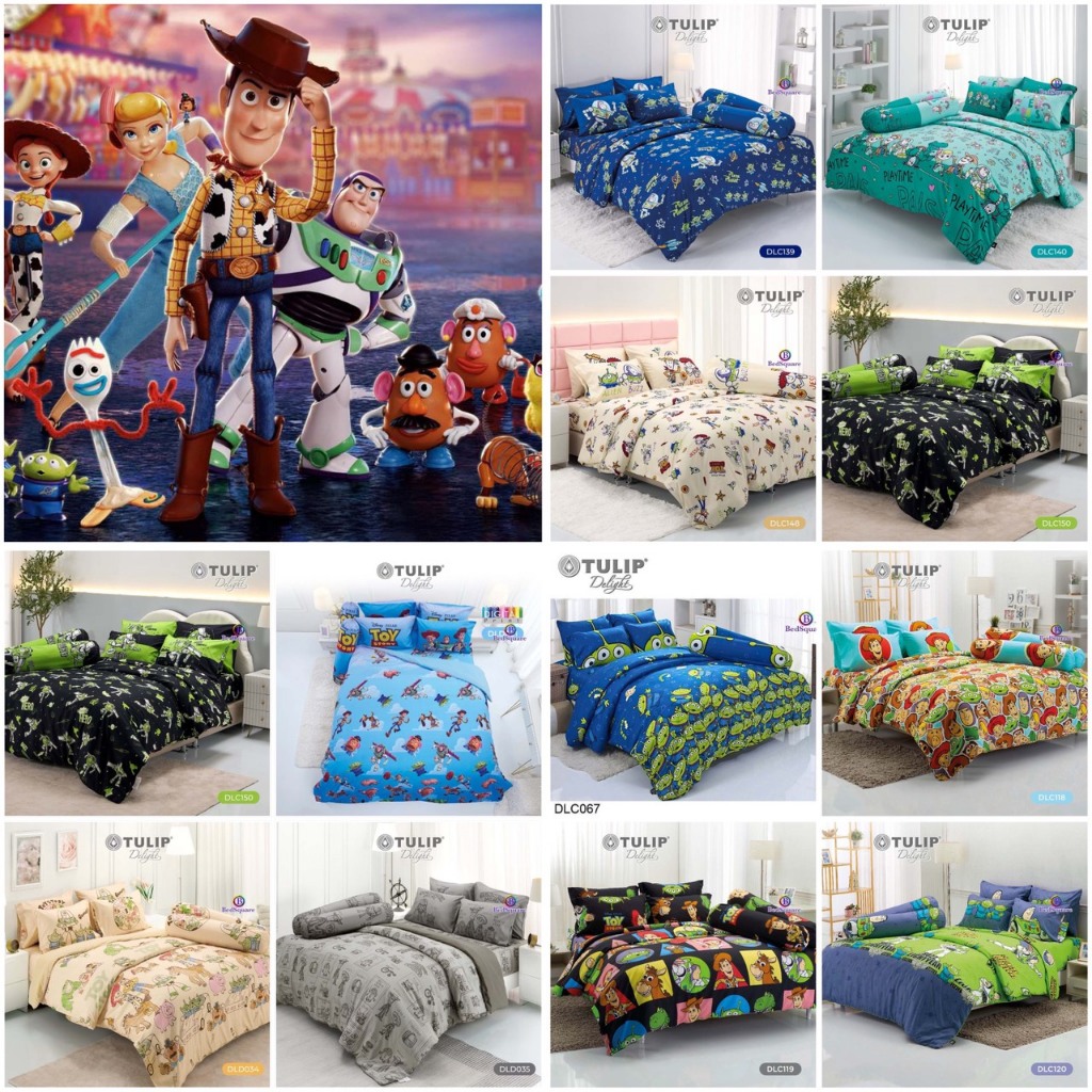 ผ้าปูที่นอน 3.5/5/6 ฟุต + ผ้านวม (หรือเฉพาะผ้านวมแยกได้ ) ลาย Toy Story/Tulip Delight