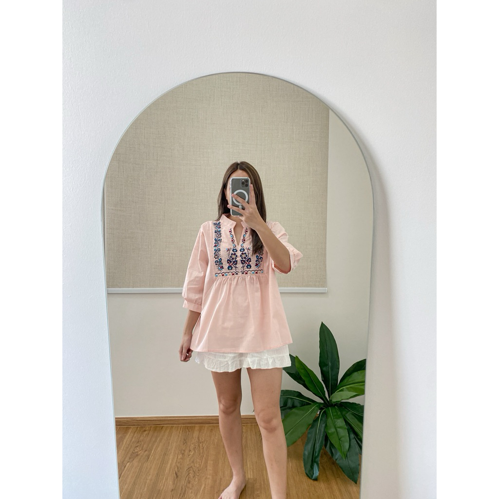 เสื้องานปักคอจีนลายดอกไม้ - รูปที่ 3