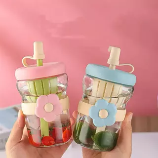 แก้วน้ำ สไตล์มินิมอลน่ารักๆ ขนาด 500ml ถ้วยฟางแบบหนา แบบเรียบง่าย พกพาสะดวก พร้อมส่ง(0007)