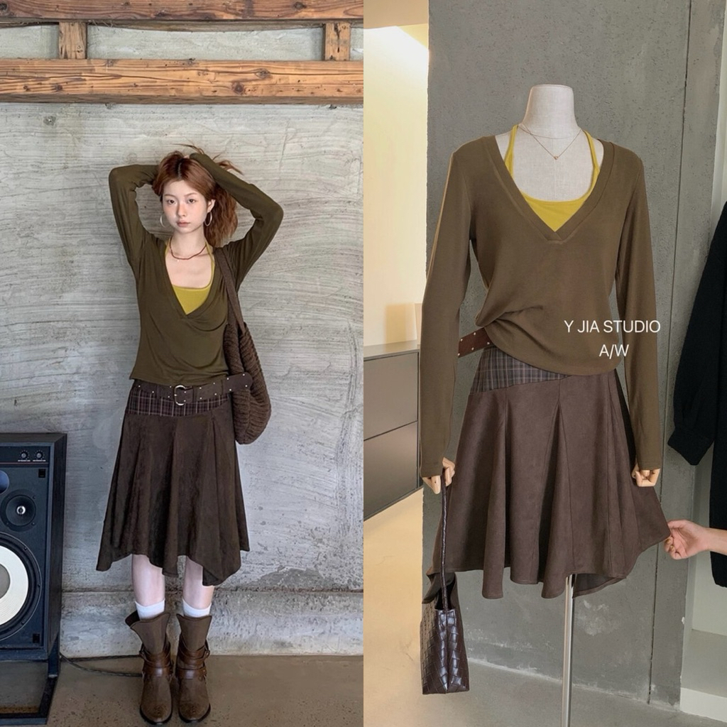 (พร้อมส่งในไทย) Y.JIA STUDIO 🇰🇷🇰🇷 เซต 4 ชิ้นแถมเข็มขัด มือ 1 #NEWARRIVAL