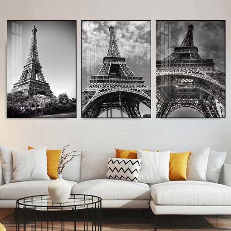 🌈STG🌈 รูปติดผนัง กรอบรูปตกแต่งบ้าน รูปแขวนผนังพร้อมกรอบ(สไตล์paris eiffel tower)  ขนาดใหญ่ 50*70CM.