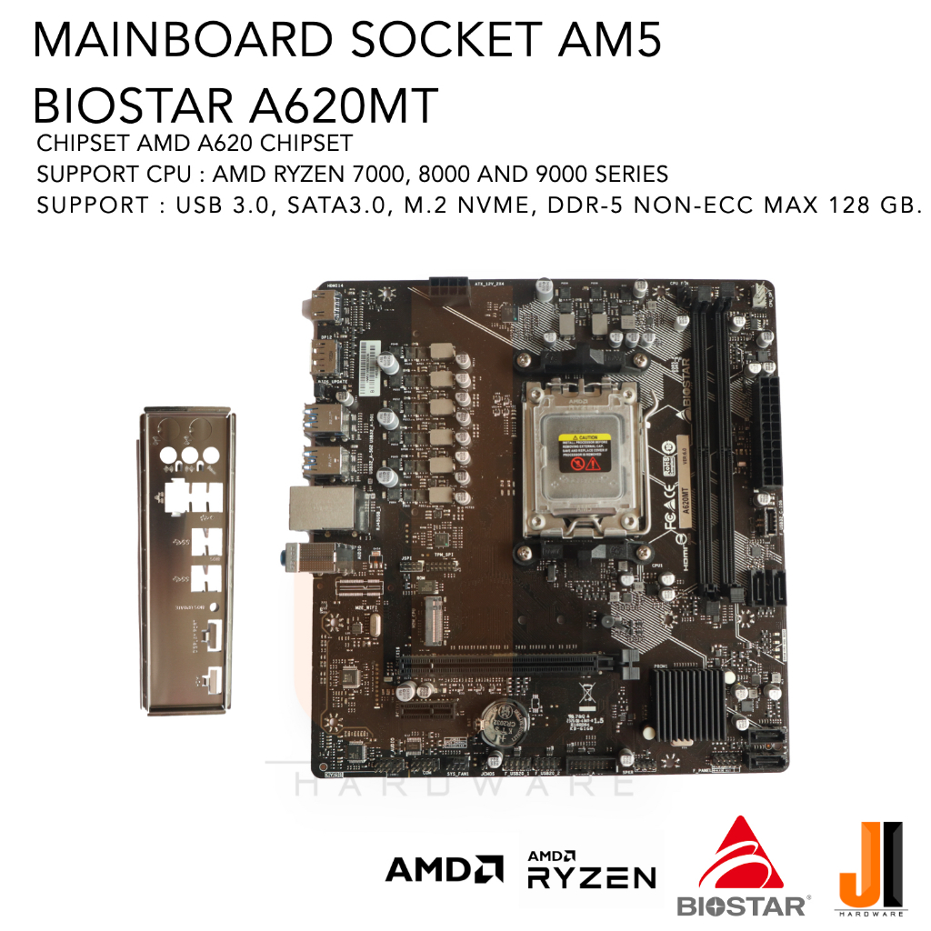 Mainboard Biostar A620MT Socket AM5 DDR5 (สินค้ามือสองสภาพดีมีการรับประกัน)