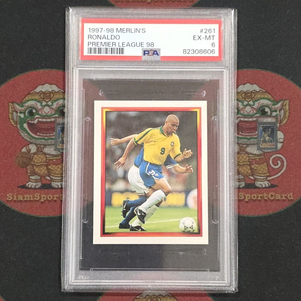 การ์ด​เกรด​ Ronaldo R9 1997 Merlin's Premier league Sticker PSA 6