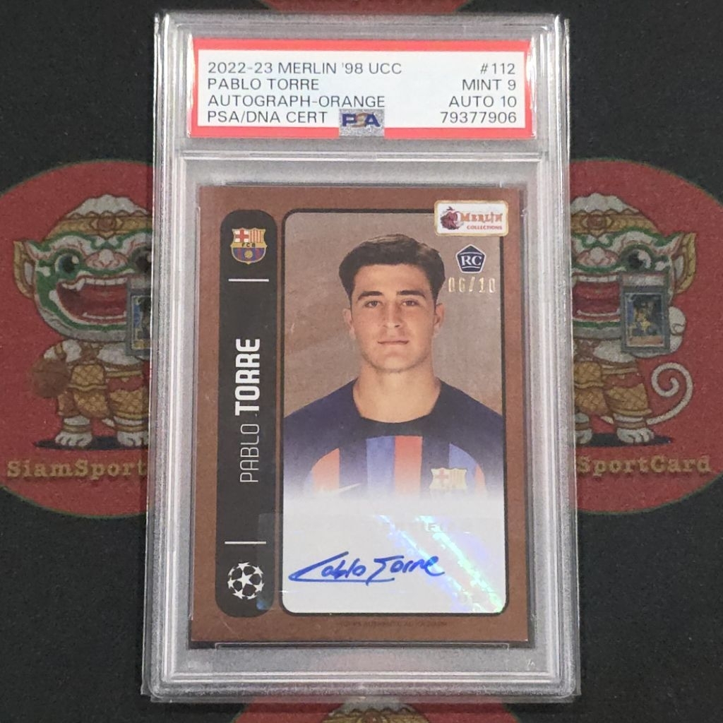 การ์ด​เกรด​ Pablo Torre RC 2022 Topps Merlin Heritage Auto Orange 6/10 PSA​9 / Auto10