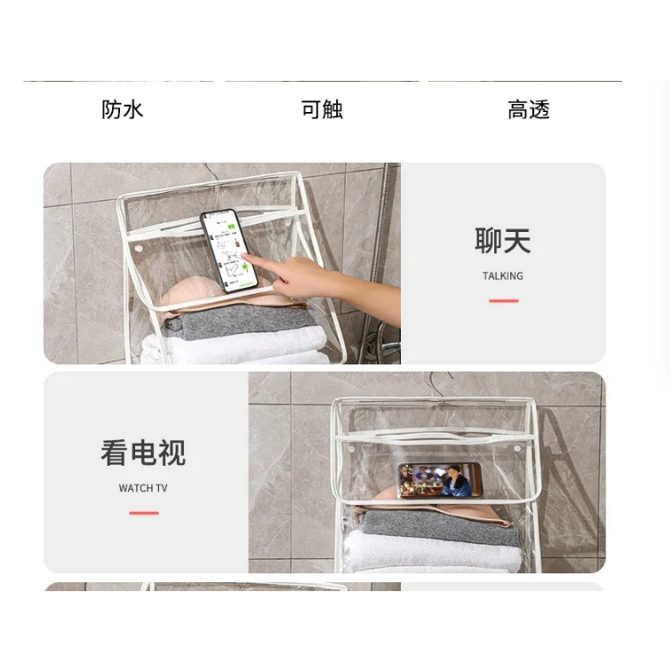ถุงเก็บของแขวนกันน้ำสำหรับห้องน้ำบนกำแพงเสื้อผ้าห้องน้ำนักเรียนกระเป๋าแขวนของเล่นโปร่งใส - รูปที่ 2