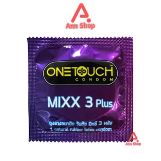 Onetouch Mixx 3 Plus ถุงยาง วันทัช มิกซ์ 3 พลัส ขนาด 52 มม. บรรจุ 3 ชิ้น [4 กล่อง] JJ 5301 แบบปุ่มและขีด ผนังไม่ขนาน
