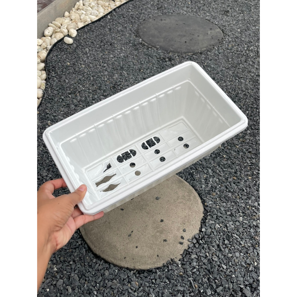 กระถางสี่เหลี่ยมยาว สีขาว ขนาด34x20x15cm - รูปที่ 3