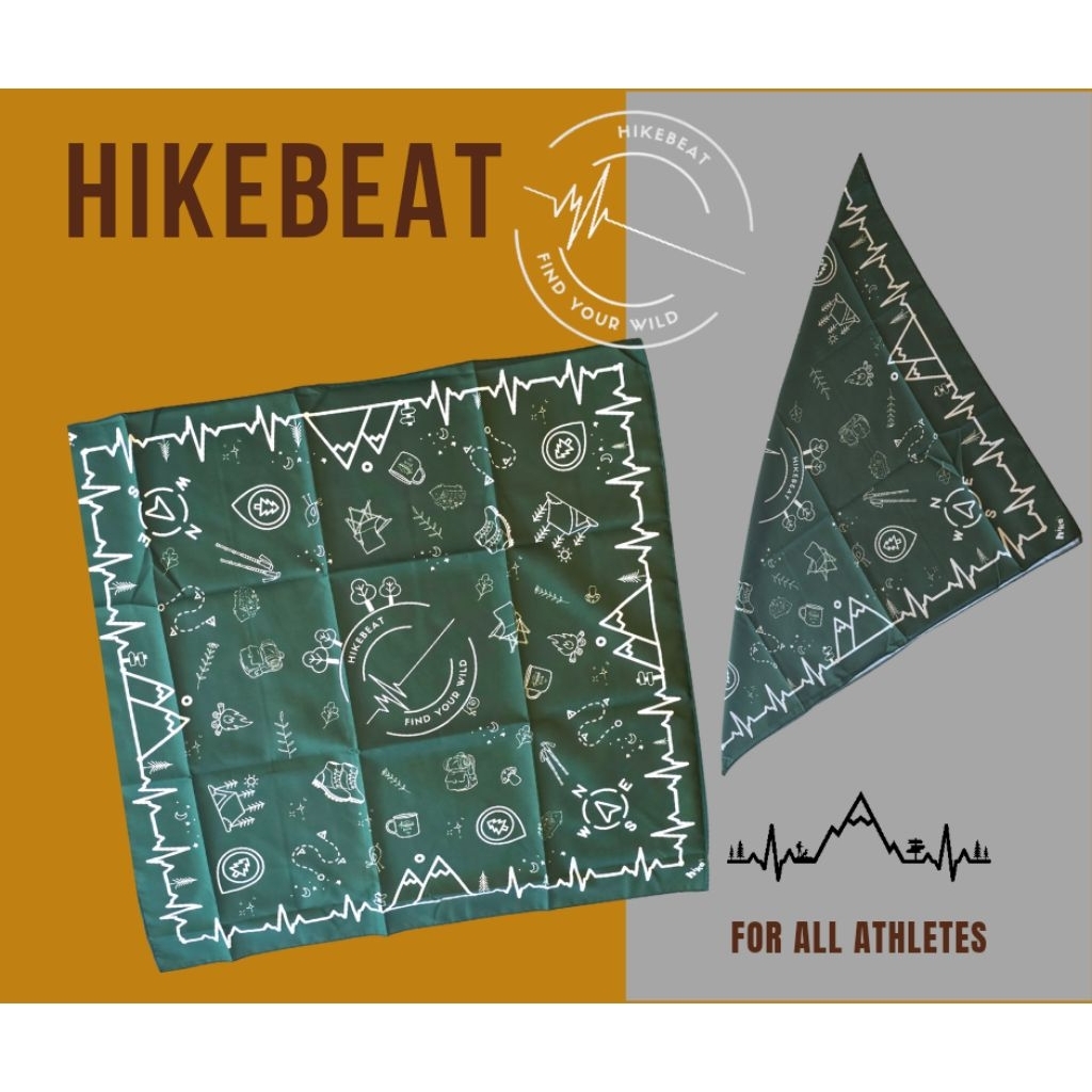 ผ้าโพกผม ผ้าพันคอ วิ่ง เดินป่า hikebeat bandana สีเขียว
