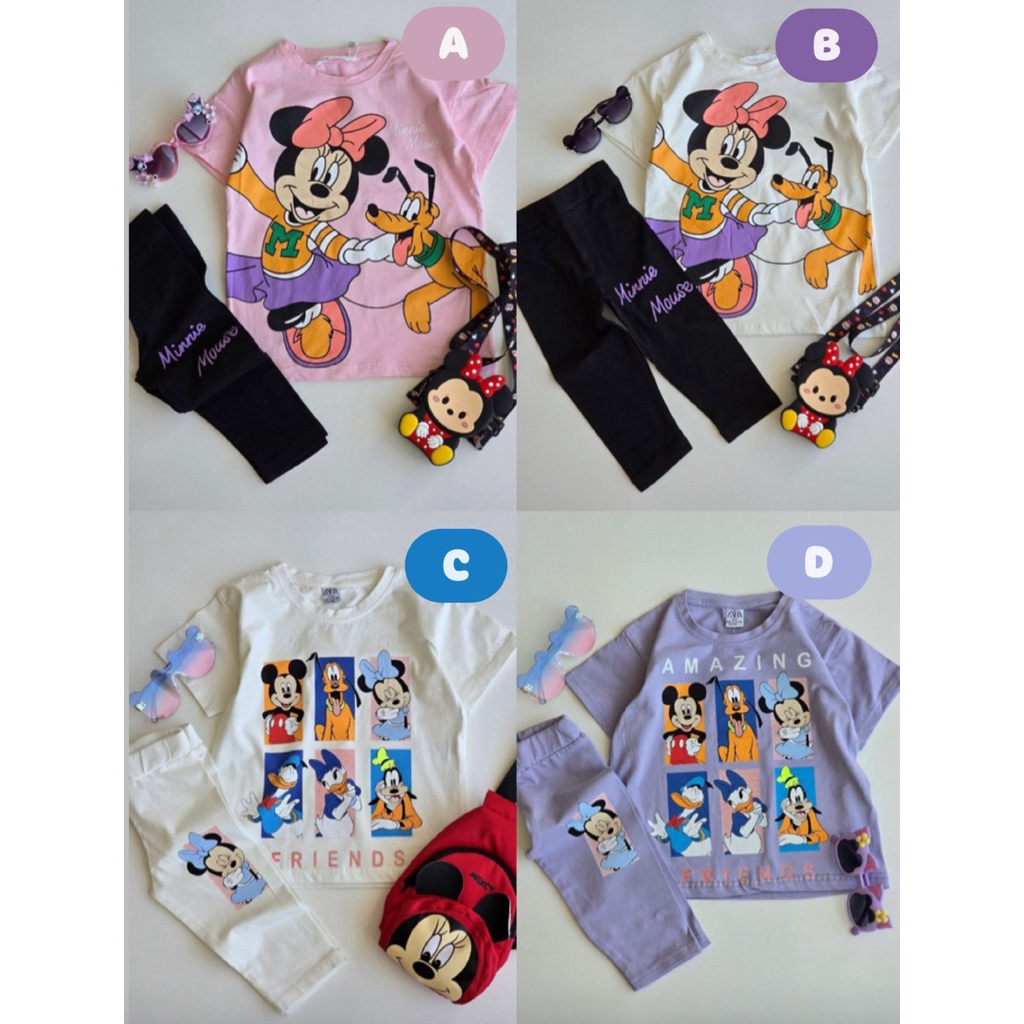 ดูงานจริงรูปสุดท้ายก่อนกดสั่ง ชุดเซ็ตลูกสาว minnie กางเกงเลกกิ้ง
