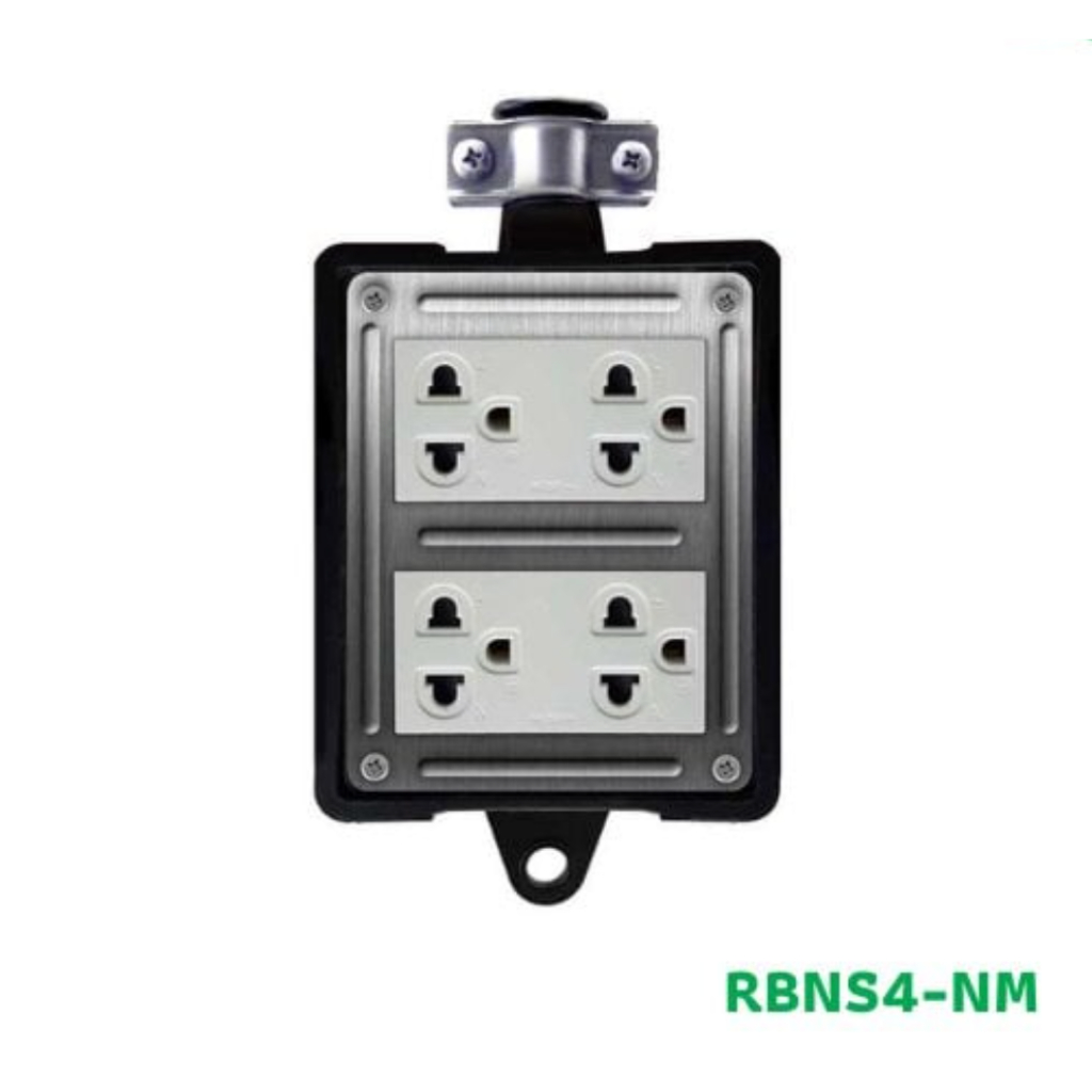 NANO บล็อคยางพร้อมเต้ารับ 4 ช่อง (ไม่มีสายไฟ) (1 ชิ้น/กล่อง) รุ่น RBNS4-N