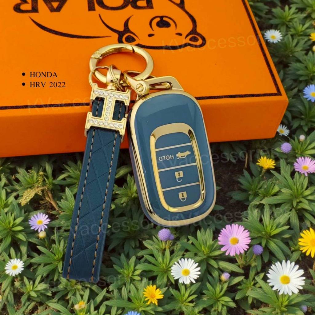 เคสกุญแจรถยนต์ Honda HRV 2022 (Hrv2022 /3ปุ่ม) งานเคสTPUพร้อมพวงกุญแจ (ฮอนด้า)