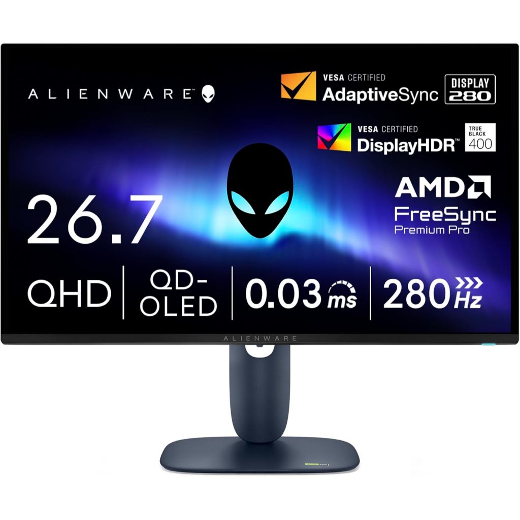 Alienware 27 Gaming Monitor - AW2725D, QHD (2560x1440), 280Hz, QD OLED, 0.03ms, NVIDIA G-SYNC, HDR T