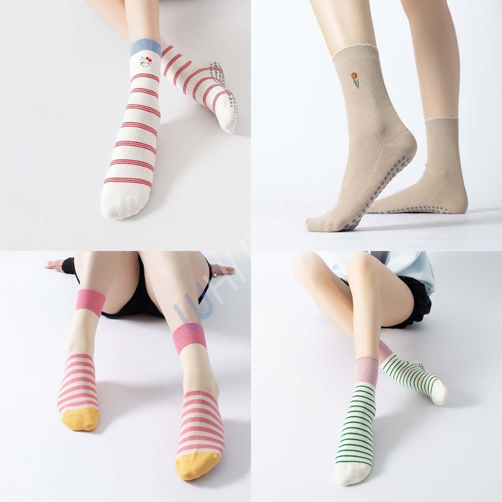 ❤️ถุงเท้าโยคะ มีกันลื่น ถุงเท้าพิลาทิส ลายน่ารัก สไตล์เกาหลี⭐️(ES52)