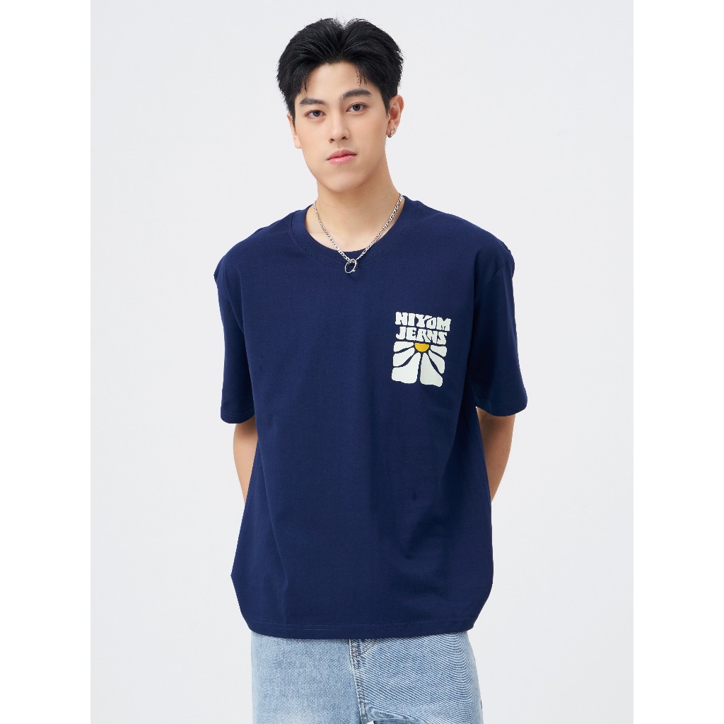 Niyom Jeans collection INDIGO : เสื้อยืด Oversize รุ่น TSO-109 สกรีนลาย ผ้าCotton ผ้ายืด