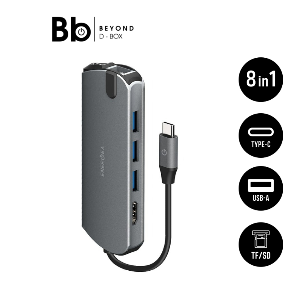 Energea Port Hub Aluhub HD PRO2 8-IN-1 USB-C Hub - Gunmetal by BB Beyond D-Box