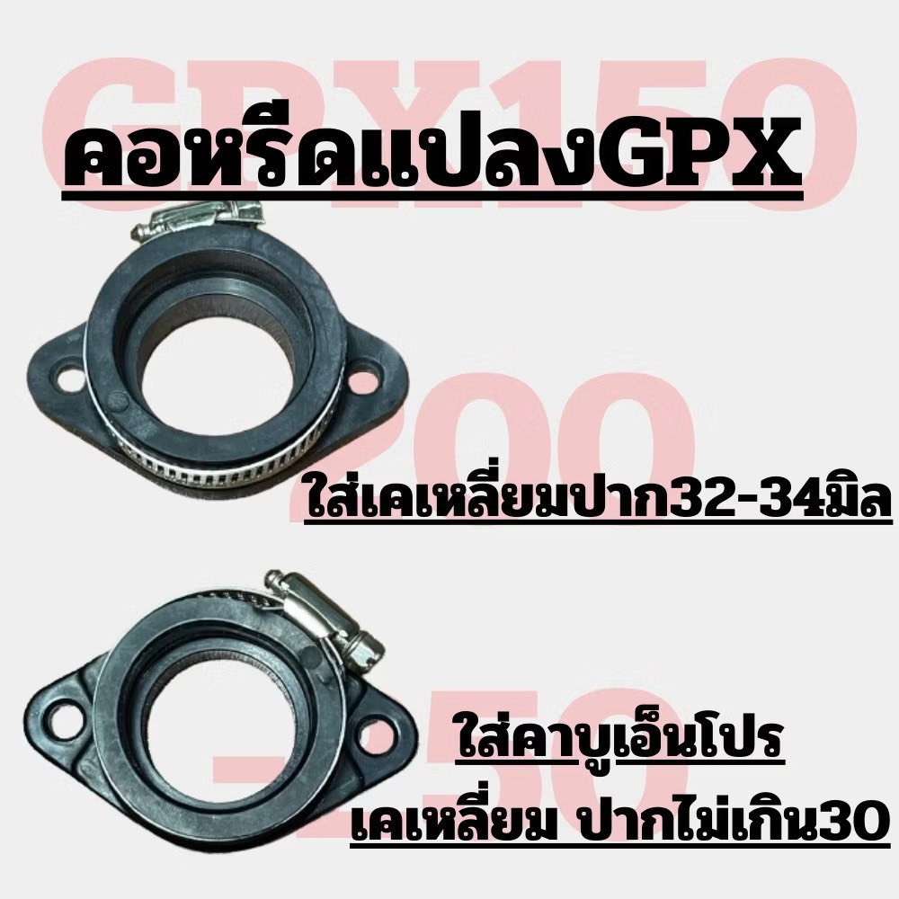 อะแดปเตอร์ (ย่นสั้น) Stallions -GPX  RYUKA / Lifan / Keeway / SYM คอหรีดแปลงคาบู ใส่คาบูNPROไปจนถึงคาบูเคเหลี่ยมขนาดใหญ่