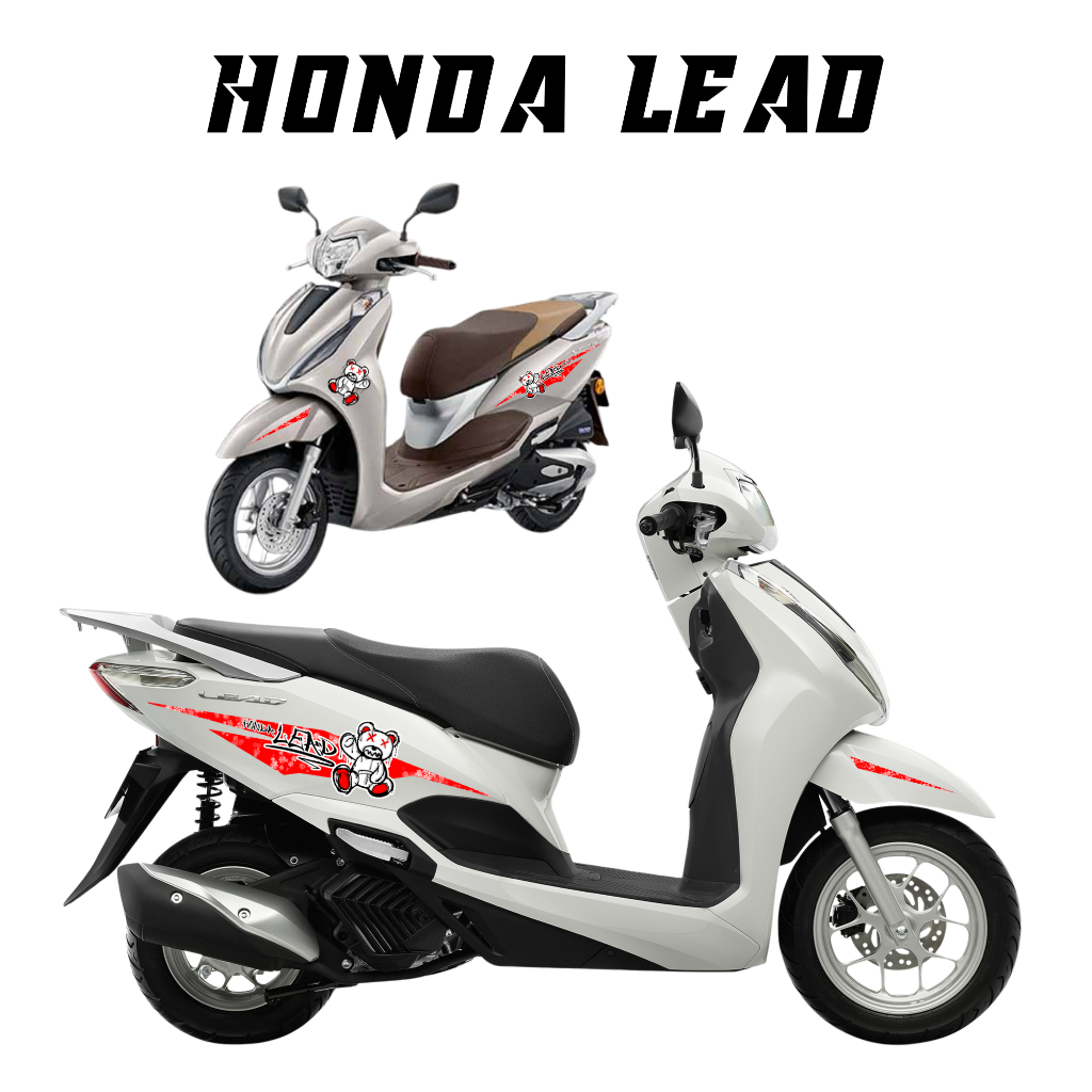 สติ๊กเกอร์ติดรถ LEAD ลายหมี 10สี (ติดกับรถได้ทุกสี) PVC Fuhshuen (ฟู่ซุ่น) ทนแดด ทนฝน สีสันสดใส
