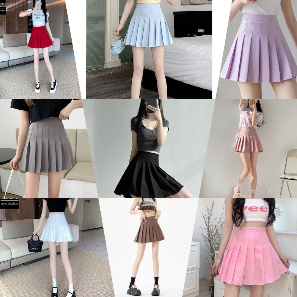 khawzzส่งเร็ว💨(มี 9 สี)ไซส์ (S-6XL) สาวพลัสไซส์ สาวไซส์ใหญ่ กระโปรงเทนนิส กระโปรงพลีทสั้น มีซับในตัว พร้อมส่งจากไทย💨