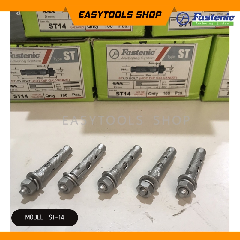 FASTENIC รุ่น ST1/4 HDG ปลั๊กสตัดโบล์ท พุ๊กชุบกัลวาไนซ์ พุกชุบ Hot Dip Galvanized เกลียว 1/4 นิ้ว