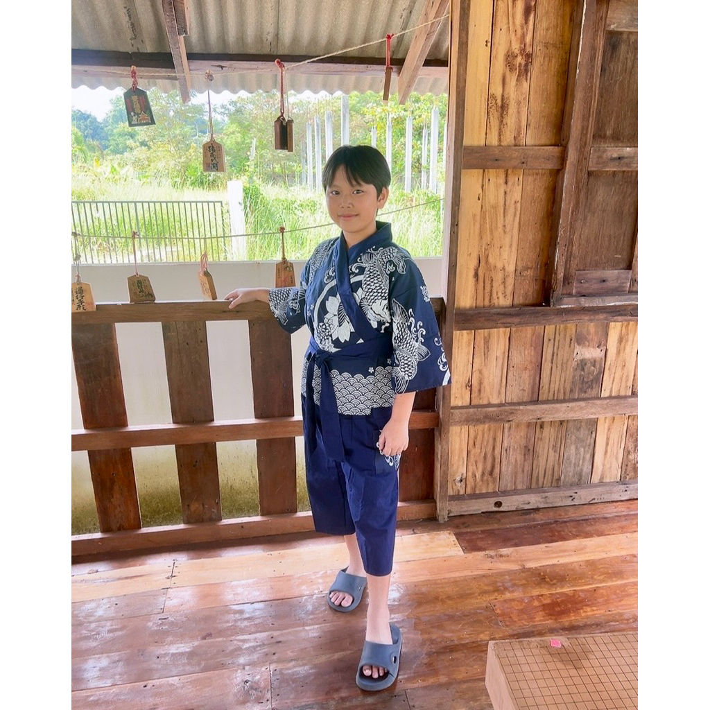 ชุดยูกาตะเด็กผู้ชายแบบซามูไรใส่(มีไซด์ m l xl 5-12ขวบ - รูปที่ 5