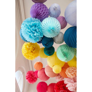ดอกไม้กระดาษ ตกแต่ง งานรื่นเริง ดอกไม้ DIY