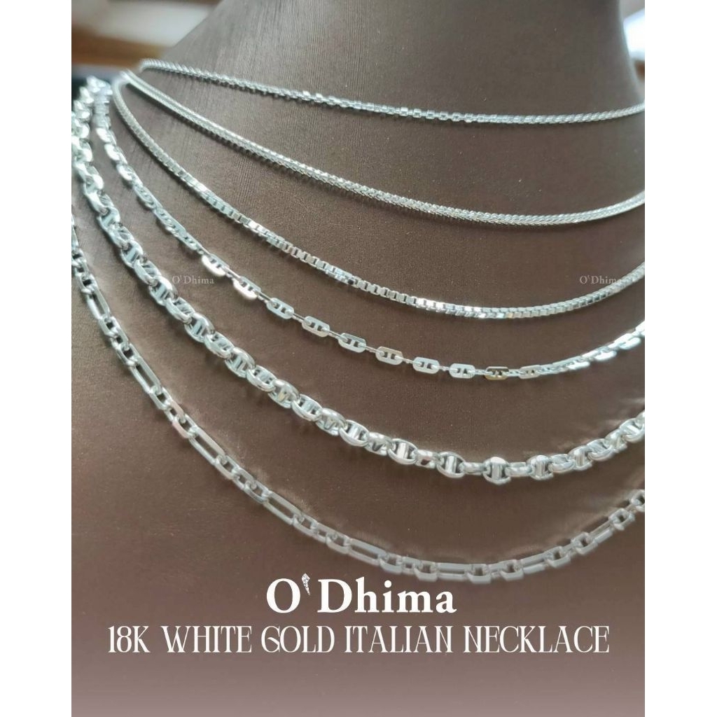 O'Dhima สร้อยคอทองขาวอิตาลี 18K  ความยาว 16 นิ้ว