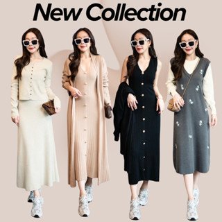 พร้อมส่ง Favorite clothing เดรสไหมพรมแขนยาว CARDIGAN_NISTA