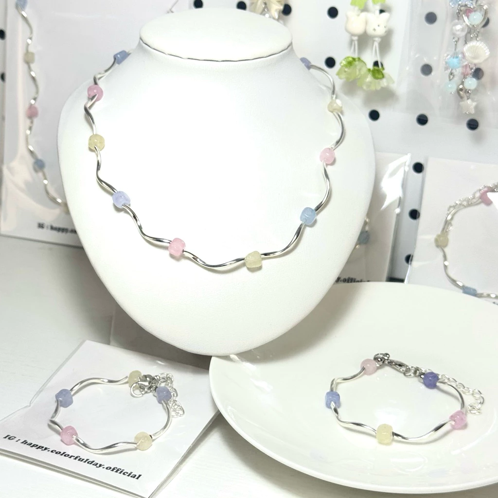 สร้อยคอ สร้อยข้อมือ งานเสมือนหินhandmade100%