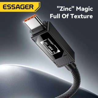 Essager 100W A/C-C สายเคเบิลข้อมูลจอแสดงผลดิจิทัลที่เข้ากันได้อย่างสมบูรณ์พร้อมหัวเข็มขัดวิเศษเพื่อการจัดเก็บที่ง่ายดาย