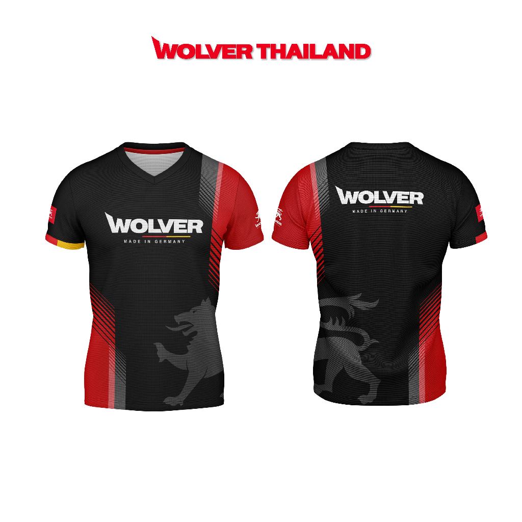 Wolver Thailand เสื้อยืดคอกลม สีดำ พิมพ์ลาย ผ้ายืดนุ่มใส่สบาย