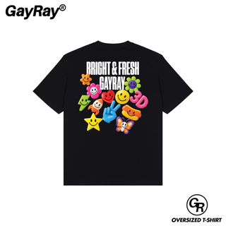 เสื้อโอเวอร์ไซส์ Cotton 100%GayRay ⎰Bright&Fresh⎱เสื้อยืดโอเวอร์ไซส์ Oversize เสื้อยืดผู้ชาย ผู้หญิง สตรีทแฟชั่น