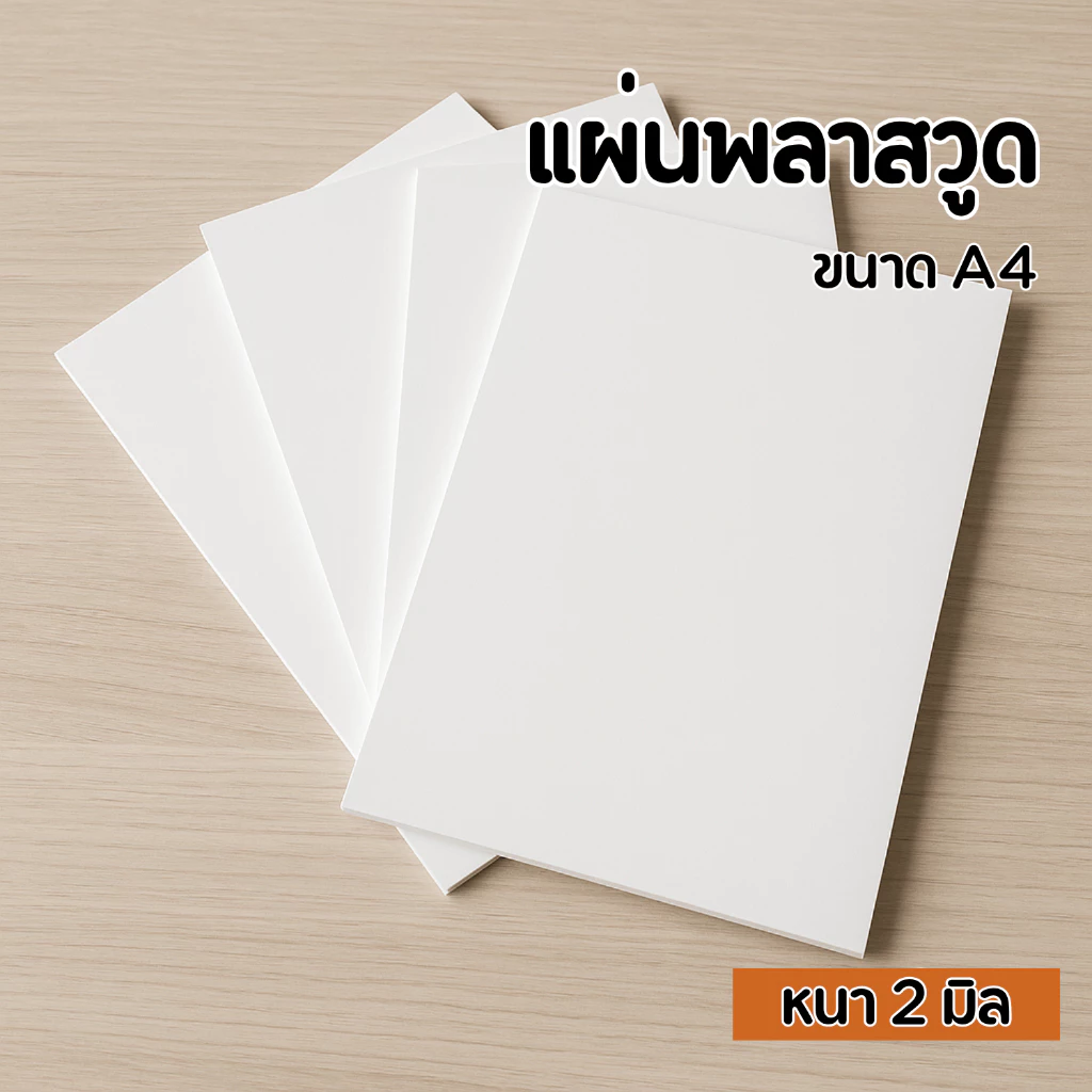 พลาสวูด A4 หนา 2 มิล แผ่นเรียบ กันน้ำ | PVC Foam Board ใช้ได้ทั้งในร่ม-กลางแจ้ง งาน DIY ป้าย