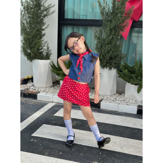 กระโปรง polka dot กระโปรงเด็ก