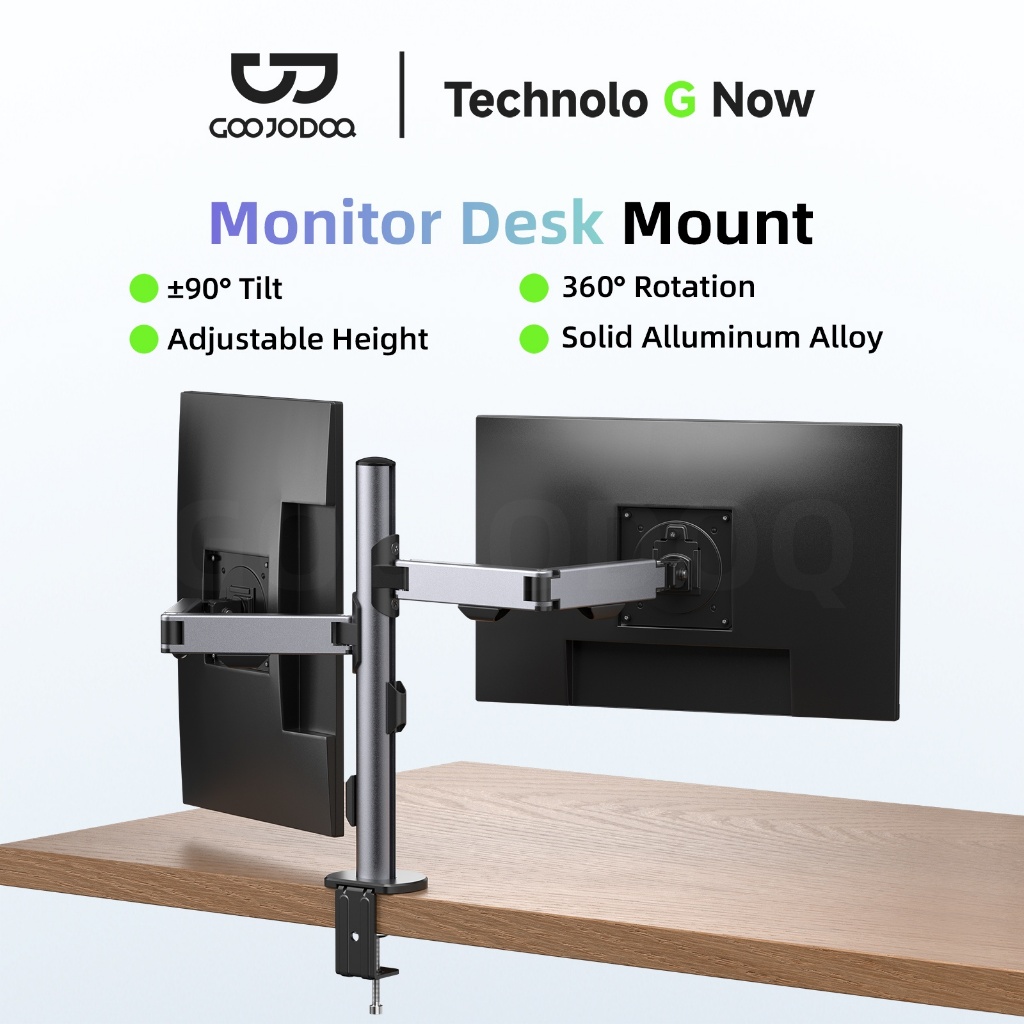 GOOJODOQ Aluminum Alloy Single and Double Arm Display Bracket Flexible Multi Angle Adjustment Dual Installation Method