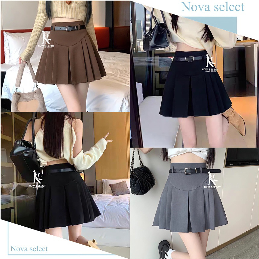 พร้อมส่ง กระโปรงทรงนักเรียกเกาหลี ผ้านิ่มใส่สบายมีซับใน Lady Women