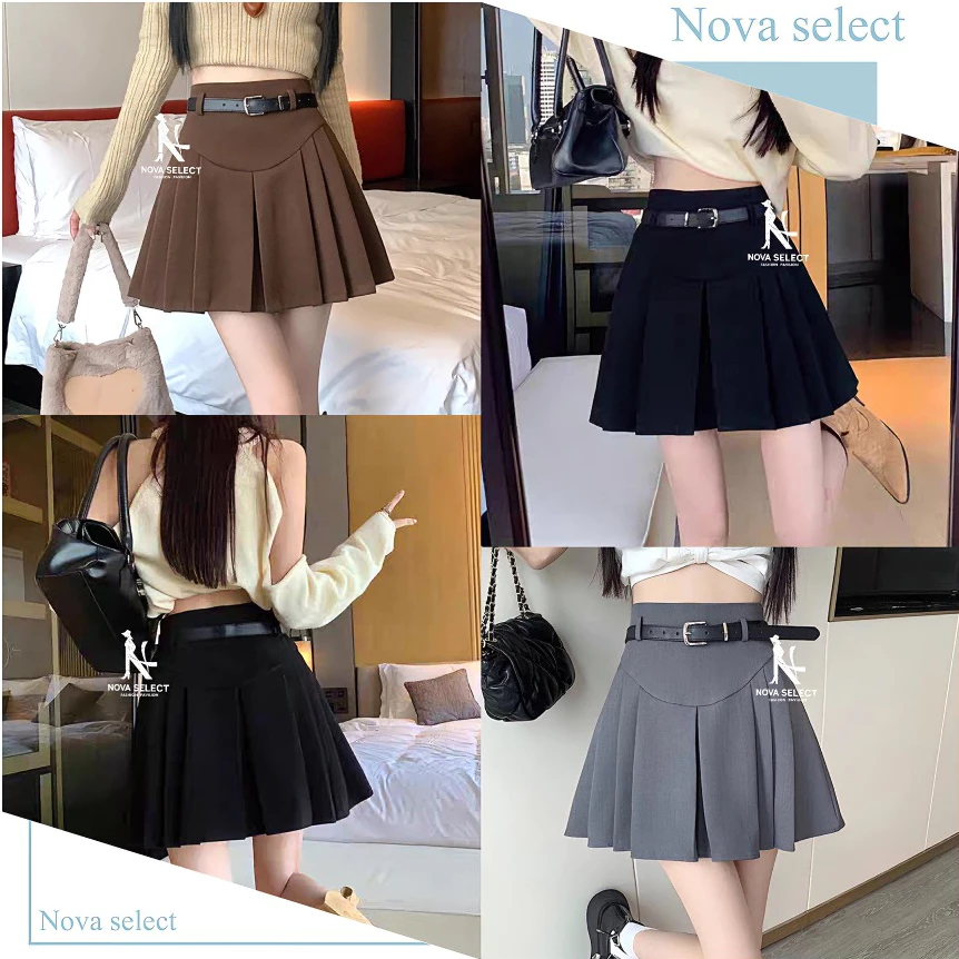 พร้อมส่ง กระโปรงทรงนักเรียกเกาหลี ผ้านิ่มใส่สบายมีซับใน Lady Women