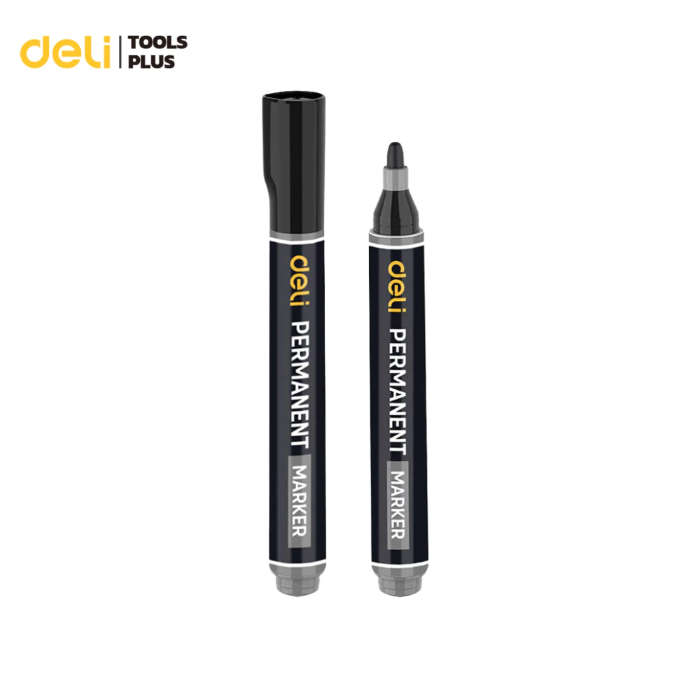 Deli ปากกาเคมี ปากกามาร์คเกอร์ ปากกามาร์คเกอร์ถาวร 1.8มม สีดำ นำ้เงิน แดง แห้งเร็ว ลบไม่ได้ เขียนซีดี Permanent Marker