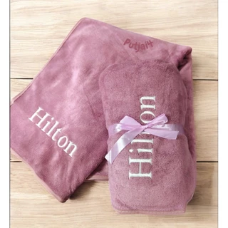 ผ้าเช็ดตัวนาโน hilton เกรดพรีเมี่ยมโรงแรม 5 ดาว ซับน้ำดีเยี่ยม ไม่เป็นขุย ผ้าขนหนูผืนใหญ่ ขนาด 70-140CM