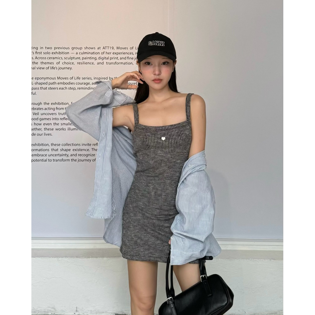 Sweetheart mini dress ( knitted fabric )